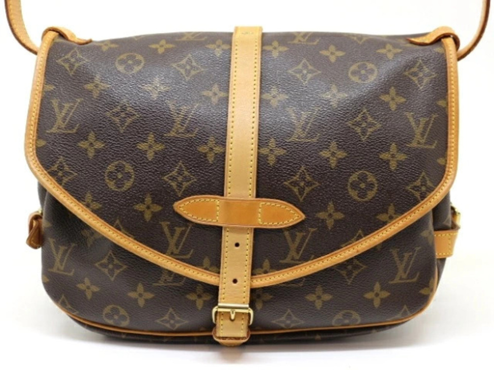 LOUIS VUITTON Saumur Shoulder Bag Monogram Brown